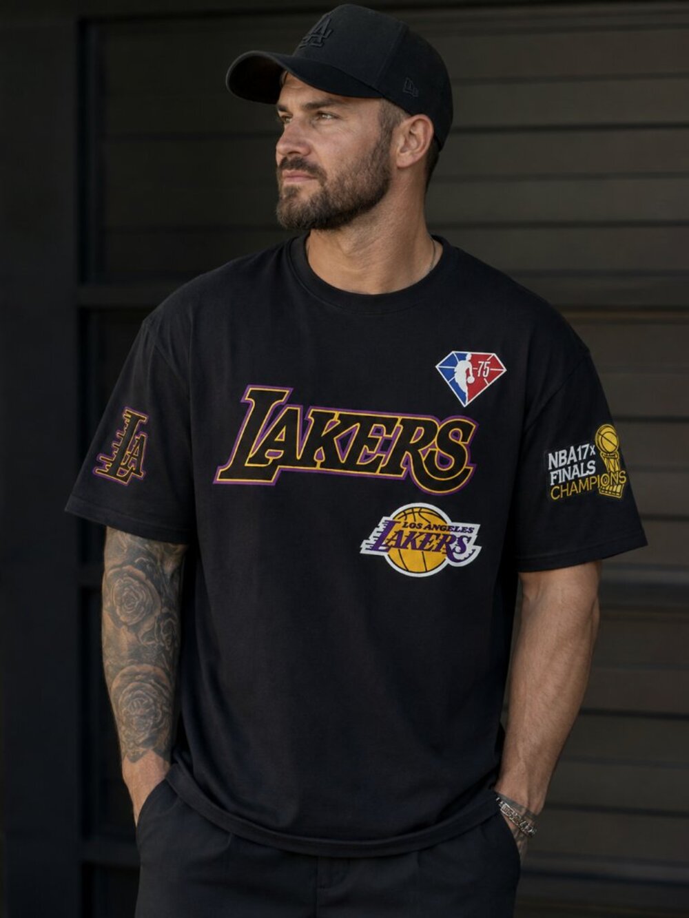 Men's LA Lakers T Shirt NBA Finals Champions Collector Memorabilia Embroidered